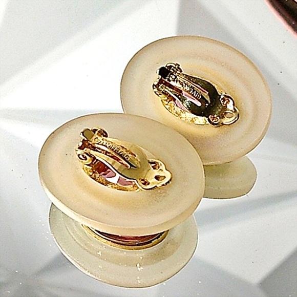 Givenchy Couture Rare 18k Gold, Lucite & Pink Sapphire Clip-On Earrings - Picture 4 of 9